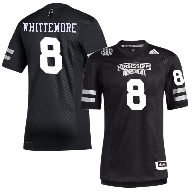 Men #8 Creed Whittemore Mississippi State Bulldogs College Football Jerseys Stitched-Black